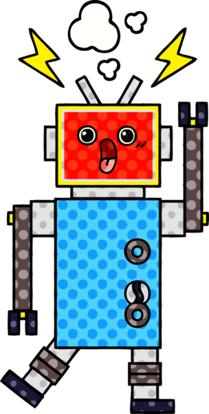 Bir insan tarafından çizilmiş robot arızasının çizgi romanı