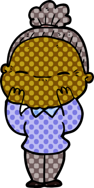 Bir insan tarafından çizilmiş barışçıl yaşlı bir kadın.