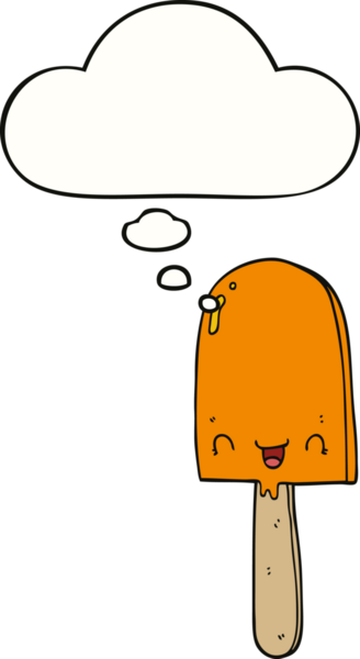 Bir insan tarafından çizilmiş düşünce balonlu buz lolipopu.