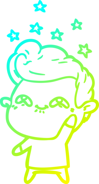 Bir insan tarafından çizilmiş, heyecanlı bir çizgi film çizimi.