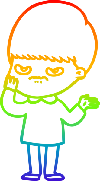 Gökkuşağı gradyan çizgi çizimi Bir insan tarafından çizilmiş bir çizgi film çocuğu