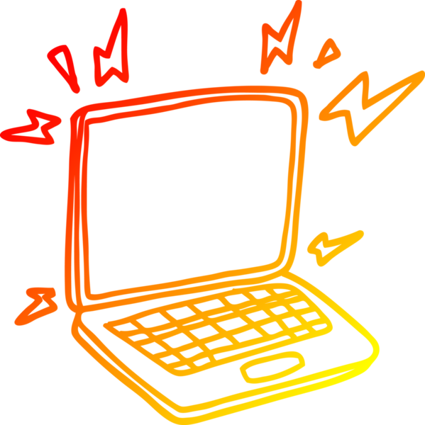 Bir insan tarafından çizilmiş bir dizüstü bilgisayarın sıcak gradyan çizimi