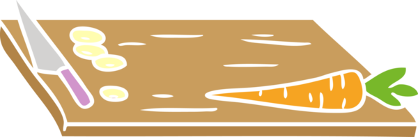 Bir insan tarafından çizilmiş sebze doğrama tahtası karikatürü.