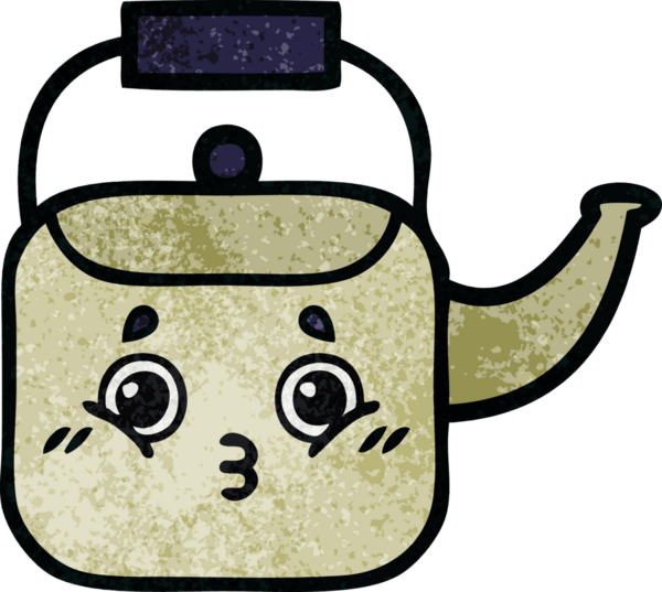 Bir insan tarafından çizilmiş eski grunge desenli bir çaydanlık.