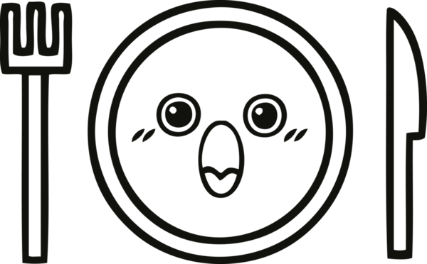 Bir insan tarafından çizilmiş bir yemek tabağının karikatürü.