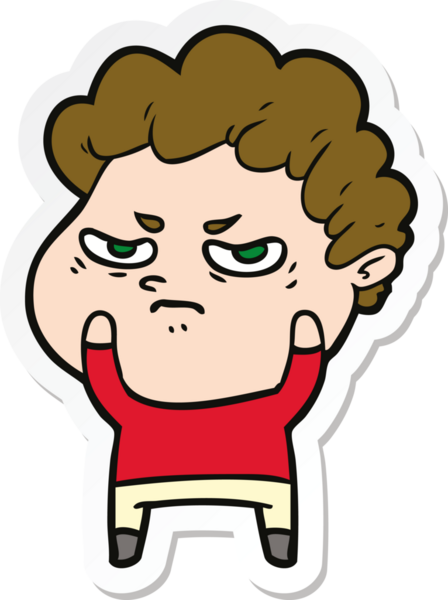 Bir insan tarafından çizilmiş kızgın bir adamın çıkartması.