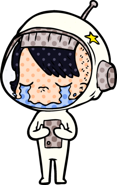 Bir insan tarafından çizilmiş ağlayan astronot kız.