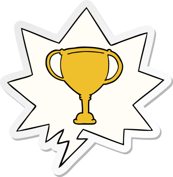 Bir insan tarafından çizilmiş konuşma balonu çıkartmalı spor kupası.