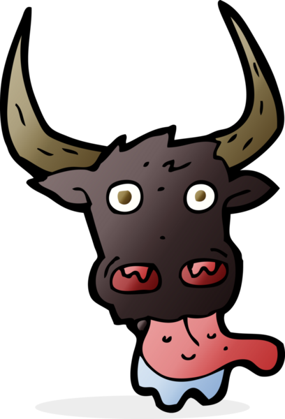 Bir insan tarafından çizilmiş inek suratı.