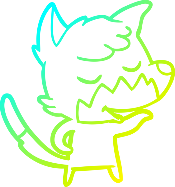 Bir insan tarafından çizilmiş dost canlısı bir tilkinin soğuk çizgi çizimi.