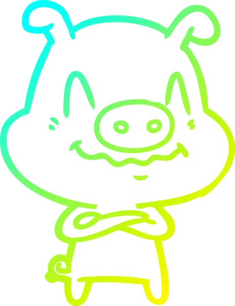 Bir insan tarafından çizilmiş bir domuz çizgi filminin soğuk gradyanı.