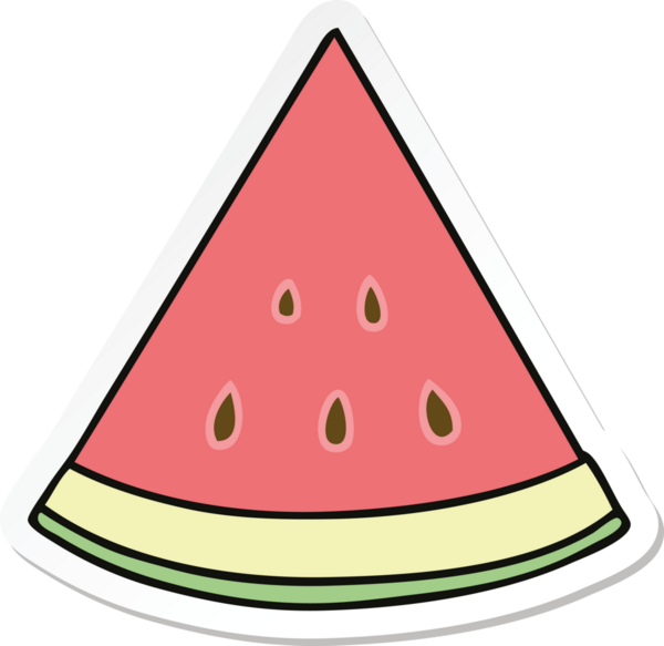 Bir insan tarafından çizilmiş karpuz çizilmiş garip bir el çıkartması.