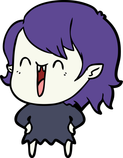 Bir insan tarafından çizilmiş mutlu vampir kız çizgi filmi.