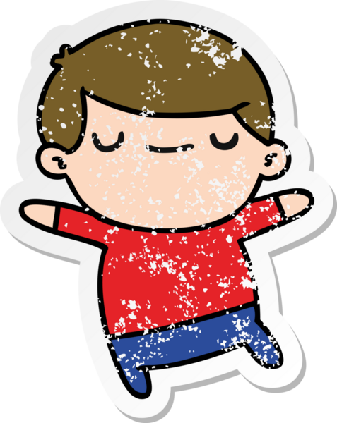 Bir insan tarafından çizilmiş kawaii yakışıklı bir çocuğun sıkıntılı karikatür çizimi