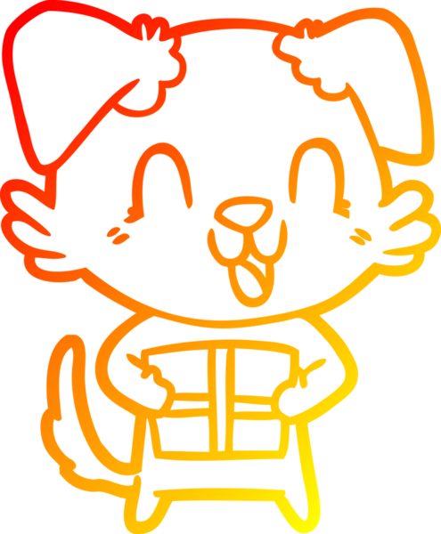 Bir insan tarafından çizilmiş, gülen çizgi film köpeğinin sıcak çizgi çizimi.