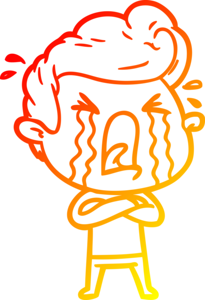 Bir insan tarafından çizilmiş, ağlayan bir çizgi film karakteri.