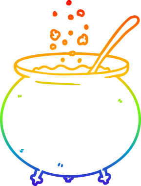 Gökkuşağı gradyan çizgisi bir insan tarafından çizilmiş bir cadı karikatürü.