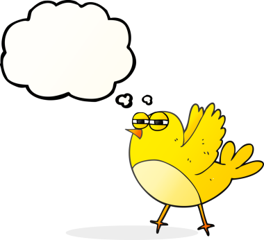 Bir insan tarafından çizilmiş serbest çizim balon karikatür kuşu.