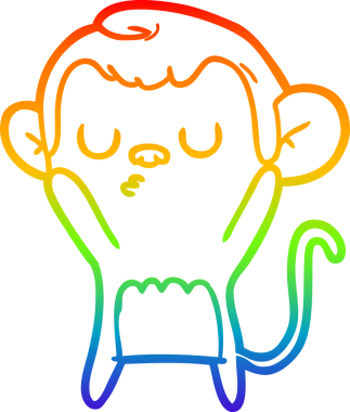 gökkuşağı gradyan çizgi çizimi bir insan tarafından çizilmiş bir maymun