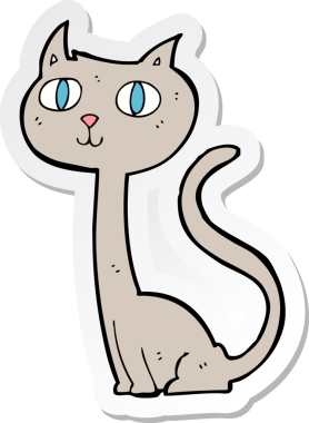 Bir insan tarafından çizilmiş çizgi film kedisinin çıkartması.