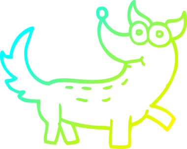 Bir insan tarafından çizilen çizgi film köpeğinin soğuk gradyan çizgisi.