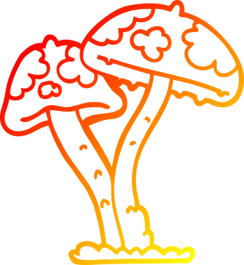 Bir insan tarafından çizilmiş bir mantarın sıcak gradyan çizimi