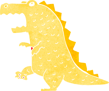 Bir insan tarafından çizilmiş karikatür dinozor.