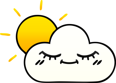 Bir insanın çizdiği güneş ışığı ve bulutun gölgeli karikatürü