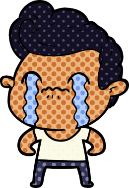 Bir insan tarafından çizilmiş ağlayan çizgi film adamı.