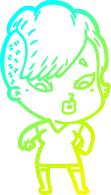 Bir karikatür çizimi, bir insan tarafından çizilmiş bir kızı şaşırttı.