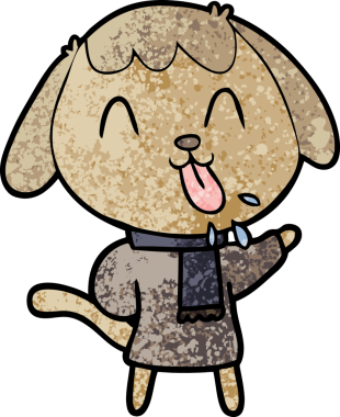 Bir insan tarafından çizilmiş şirin bir çizgi film köpeği.