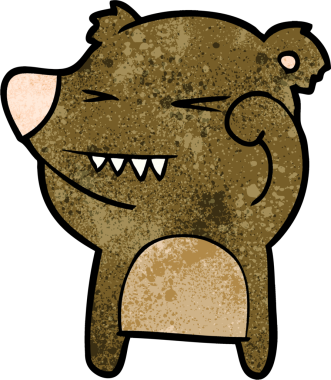 Bir insan tarafından çizilmiş kızgın ayı çizgi filmi.