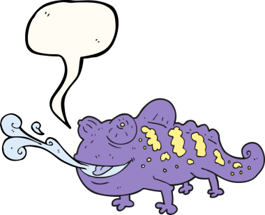 Bir insan tarafından çizilmiş serbest konuşma balonu karikatürü bukalemunu