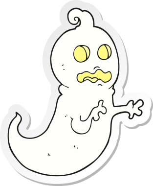 Bir insan tarafından çizilmiş bir hayaletin çıkartması.