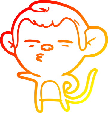 Bir insan tarafından çizilmiş şüpheli bir maymunun sıcak çizgi çizimi