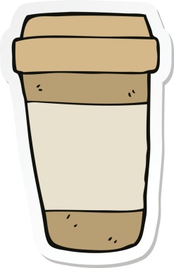 Bir insan tarafından çizilmiş bir kahve fincanının çıkartması.