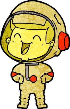 Bir insan tarafından çizilmiş mutlu astronot çizgi filmi.