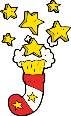 Bir insan tarafından çizilmiş sihirli Noel çorapları.