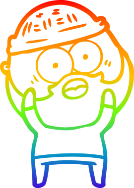 Gökkuşağı gradyan çizgi çizimi bir insan tarafından çizilmiş sakallı bir adamın