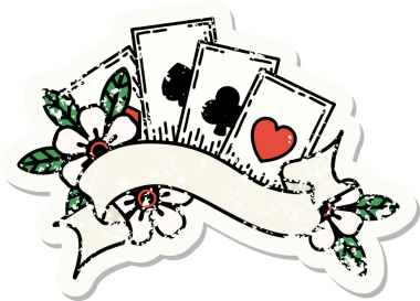 Geleneksel kart stili ve bir insanın çizdiği pankart dövmesi