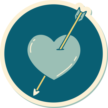 Bir insan tarafından çizilmiş ok ve kalp şeklinde dövme çıkartması.