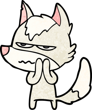 Bir insan tarafından çizilmiş rahatsız kurt çizgi filmi.