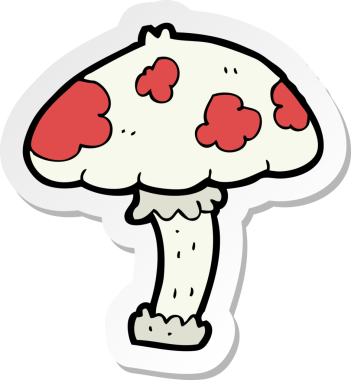 Bir insan tarafından çizilmiş karikatür mantarı çıkartması.