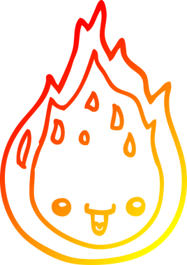 Bir insan tarafından çizilmiş çizgi film alevinin sıcak çizgi çizimi