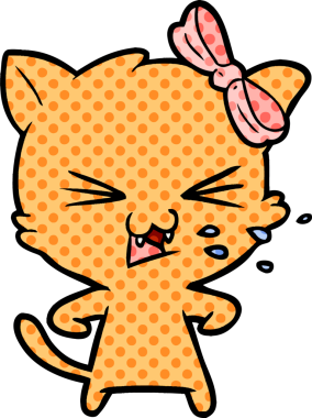 Bir insan tarafından çizilmiş çizgi film kedisi.