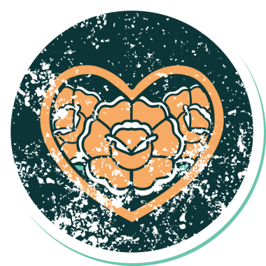 Bir insan tarafından çizilmiş kalp ve çiçeklerin sembolik depresif dövme şekli