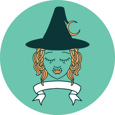 Bir insan tarafından çizilmiş yarı ork cadı yüzlü simge