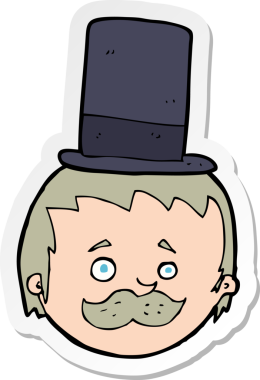 Bir insan tarafından çizilmiş silindir şapkalı bir adamın çıkartması.