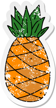 Bir insan tarafından çizilmiş garip bir el ananasının sıkıntılı çıkartması.