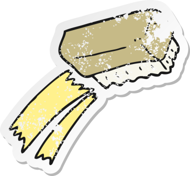 Bir insanın çizdiği fırça fırçasının gerilimli retro yapıştırması.